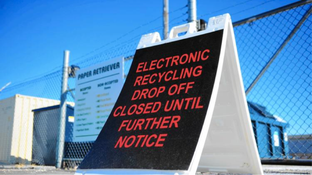 The Orland Township electronics recycling drop-off site is closed. Last year, a half-million pounds of electronics were recycled.  (Photo: Gary Middendorf, Daily Southtown)
